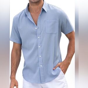Mens Casual Linen Button Down Beach Shirt.  Size XL.  New.